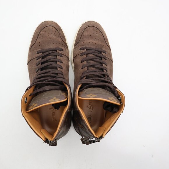 Louis Vuitton Men's Size 6.5 Brown Nubuck Leather and Monogram Leather Line Up - Picture 9 of 12
